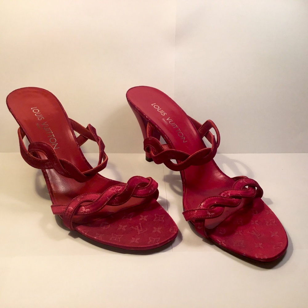 Authentic Louis Vuitton burgundy slip on sandal